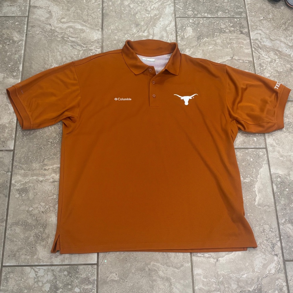 Columbia University of Texas Longhorns Polo Shirt Mens XL‎ Burnt Orange XM6126